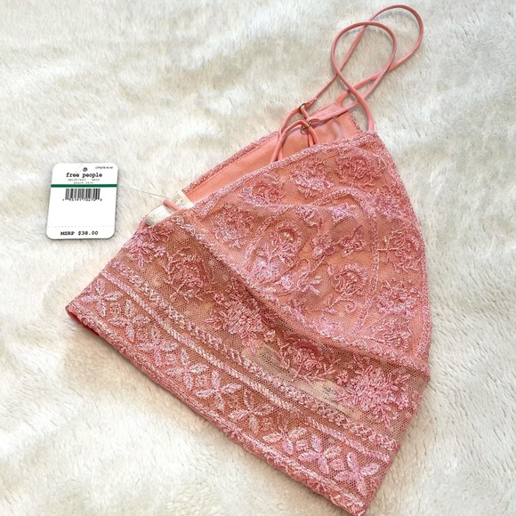 New FREE PEOPLE Elsie Embroidered Plunge Bralette - Picture 14 of 15